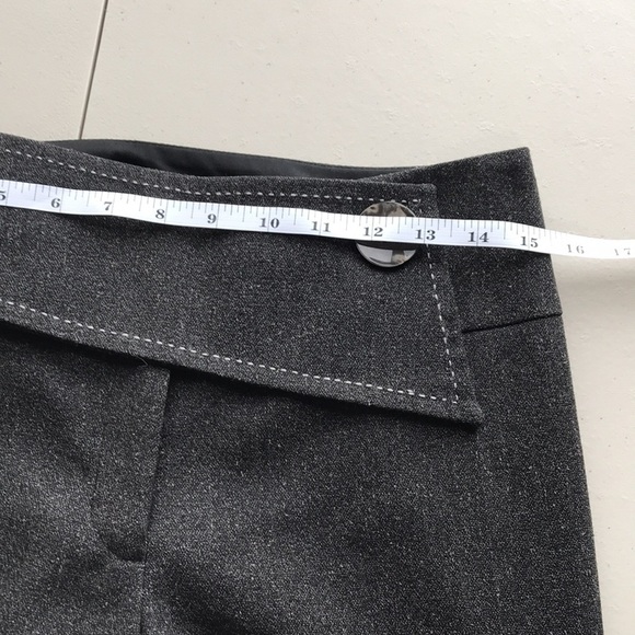 Melanie Lyne dark gray wide leg high rise pants asymmetrical band sz 4 - Picture 6 of 10